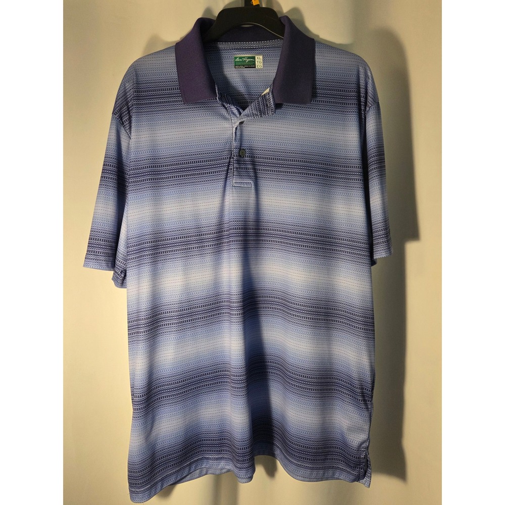 Ben Hogan Performance Polo Mens XL Blue Excellent Gradient Stripe Golf Shirt